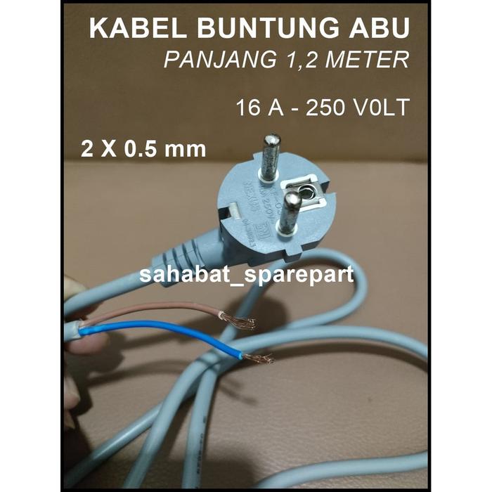 Kabel Buntung Abu 2 X 0.5 Mm Panjang 1,2 Meter