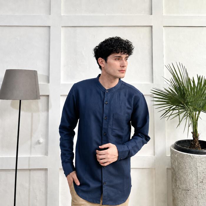 Dcash - Kemeja Pria Kerah Shanghai - Koko Linen Muslim