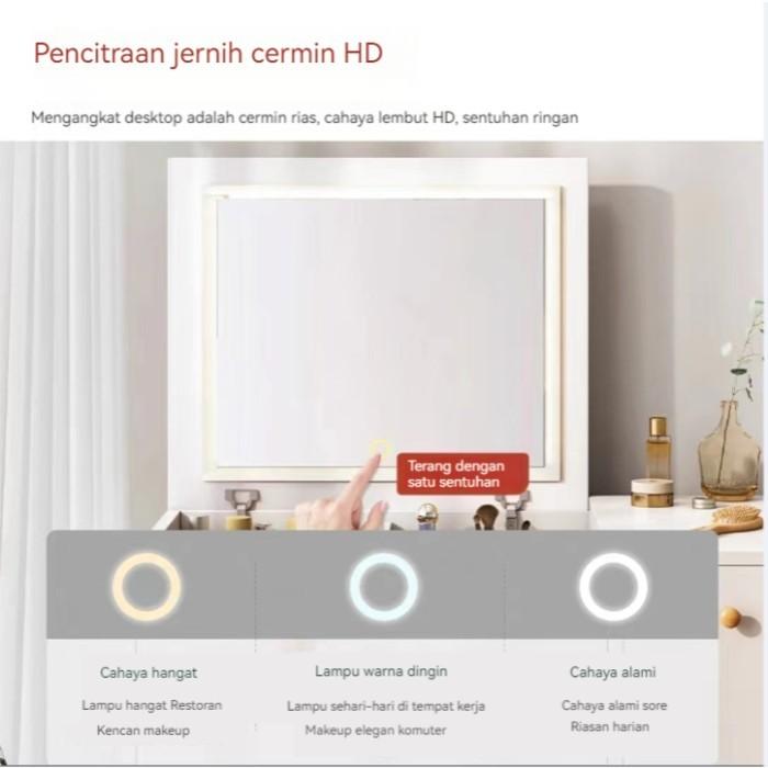Furnibest Meja Rias Meja Rias Lampu LED Meja Rias Minimalis