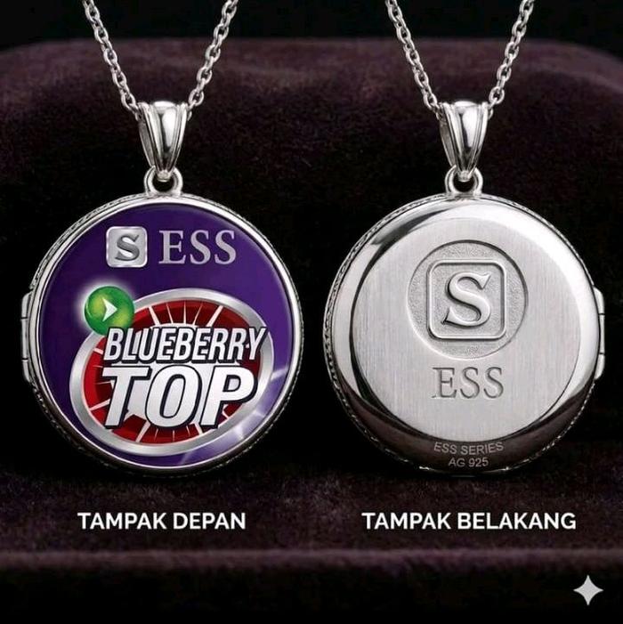 ESS Bandul Kalung Blueberry Top Series AG 925 Tampilan Depan dan Belakang