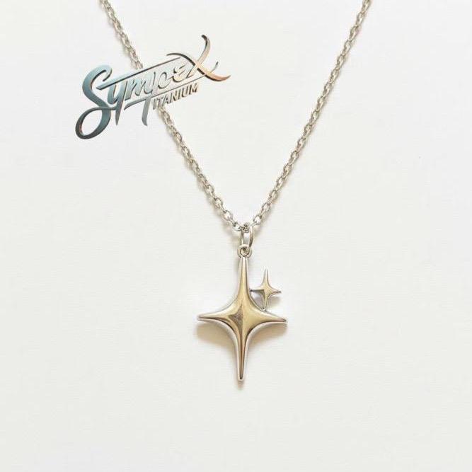 Kalung Titanium Halus Rantai Nuri Silver Dengan Gantungan Bintang 2 Silver Unik Pria Dan Wanita Mura