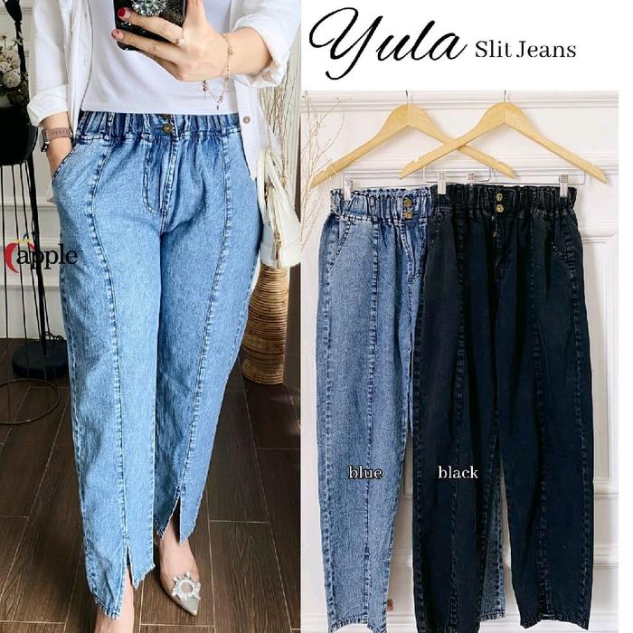 Yula Slit Jeans Wanita Belah Tengah