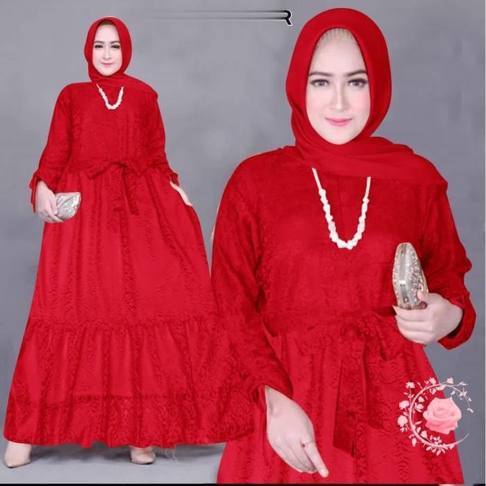 GAMIS L marissa merah cabe brukat tulang baju wanita murah mar gm