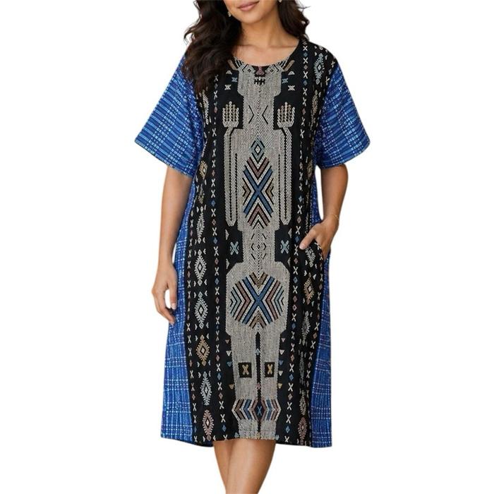 Dress Tenun Sumba Pahikung Mix Tenun Baduy Biru Muda- One n Only