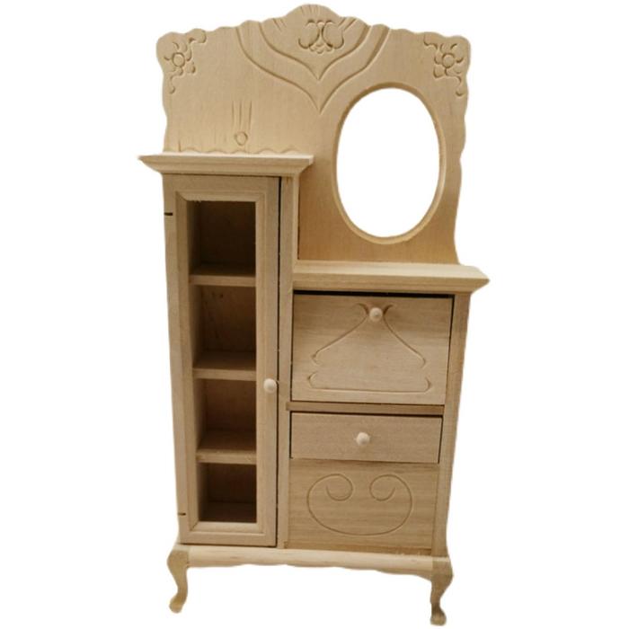 Mainan Furnitur Meja Rias Rumah Boneka Kayu 1/12 untuk Boneka Ob11