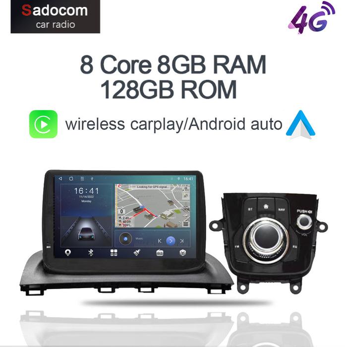 Carplay 9 "DSP Android 12.0 Pemutar DVD Mobil 8Core ROM 128GB RAM 6GB