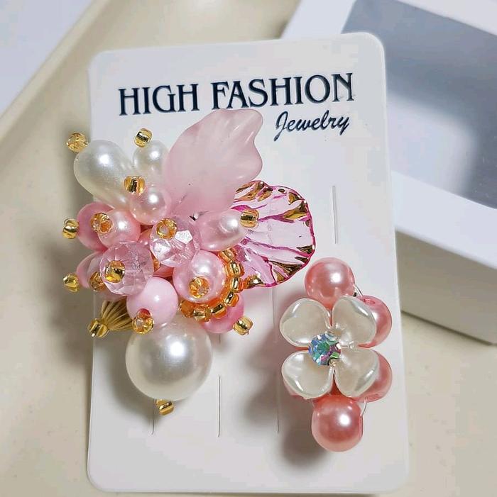 BROS Special PINK. MANIK MANIK. HANDMADE. PREMIUM. BROS BAJU KERAH KEBAYA. Brooch Kristal Clips Muti