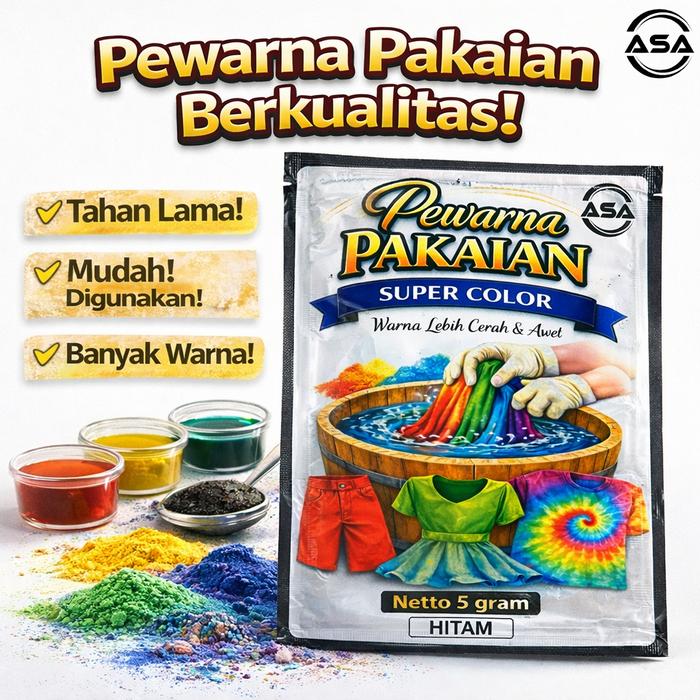 Pewarna Kain Tekstil Bubuk 5gr Warna Cerah & Pekat Pewarna Pakaian Tekstil 5gr