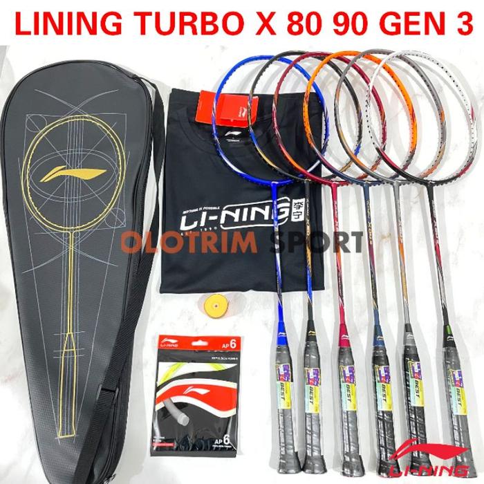 Raket Lining Turbo X80 X90 X 80 90 Gen iii 3 Bonus Lengkap Original