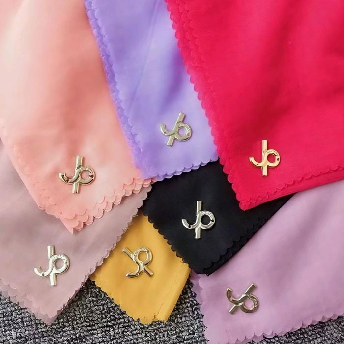 Hijab Segiempat ala BUTTON SCARVES Hijab polos jp kw berlogo JP free Pouch//HIJAB SEGI EMPAT VOAL PO