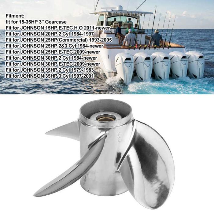 Baling-Baling Laut 4 Bilah Baling-Baling Luar Baja Tahan Karat 13X19