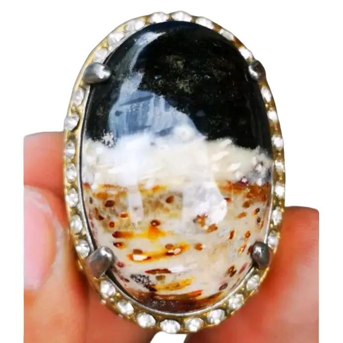 Batu Akik Fosil Galih Kelor Alpaka Super Mewah - Dimensi 30x20x10 mm Est - Jade, Ring cincin mr diy 