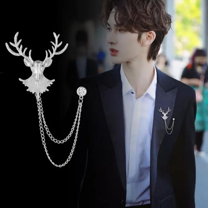 Lapel Pin Bros Jas Kepala Rusa - Pin Lencana Deer Aksesoris Jas Blazer