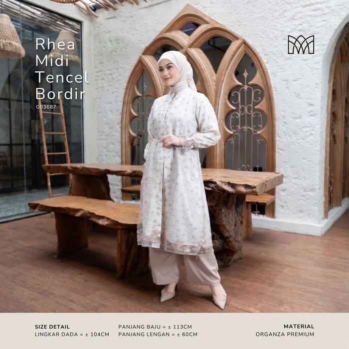 Mayang Collection -  Rhea Tunik Organza Bordir Full Premium Lengan Karet  Atasan Pesta Elegan Brokat