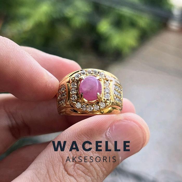 CINCIN BATU AKIK RUBY MADAGASKAR MINIMALIS RING ALPAKA SUPER