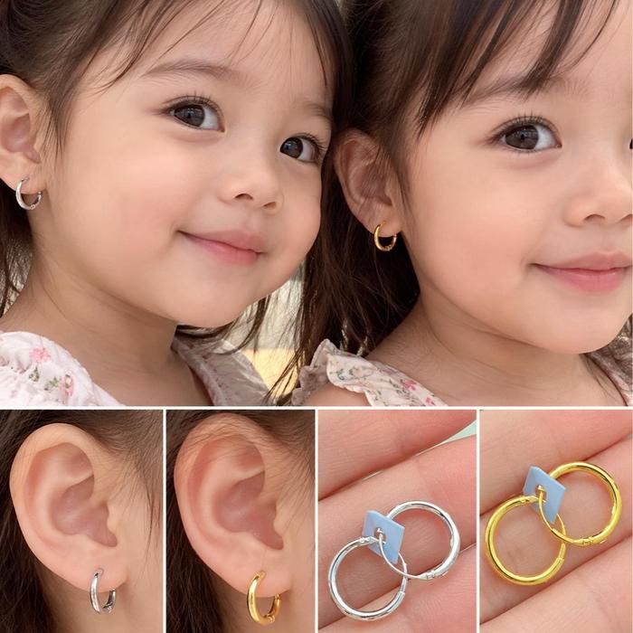Anting Gipsy Anak dan Balita Silver Polos Mewah dan Model Simpel Gold Xuping 0-5 tahun Bayi Gelang