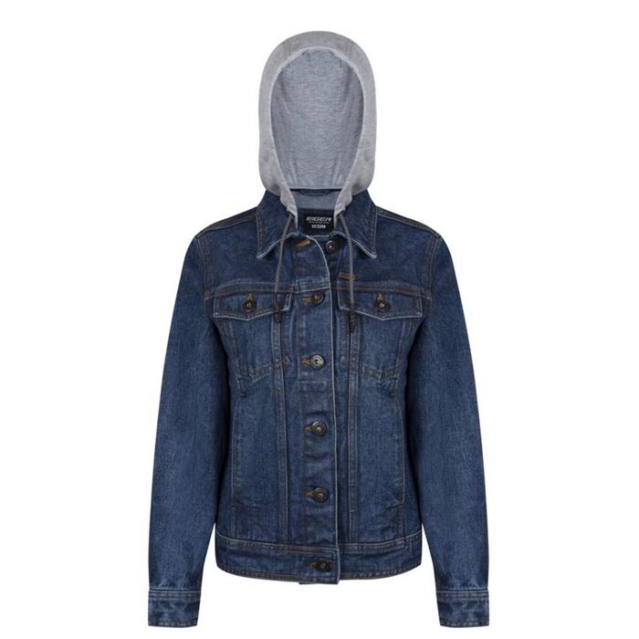 Jaket Jeans Motor Eiger Riding X Derrick WS Jacket Hoodie Denim Wanita Tebal
