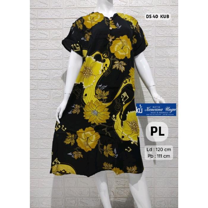Daster 40 Kencana Ungu Label Biru Motif Baru Model Dada zigzag Baju Tidur Pendek Busui Bumil Kancing