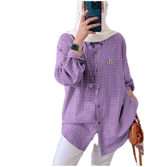 CERRY BLOUSE JUMBO / KATUN TRISET HQ / LD 125CM PJ 70CM / KANCING DEPAN AKTIF BUSUI / BAJU KEMEJA KE
