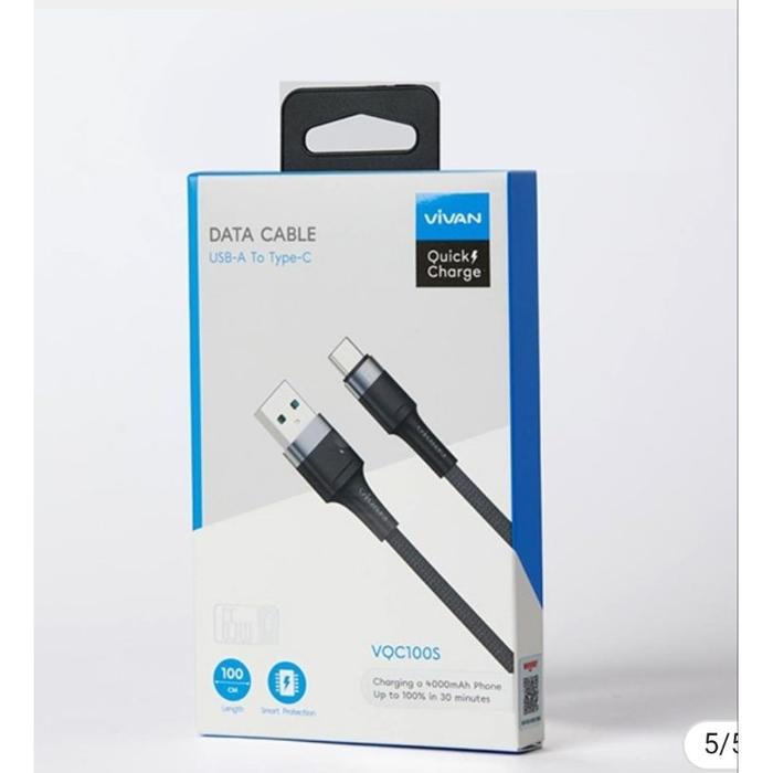 [ VIVAN VQC100S 65W ]- Vivan ORIGINAL Kabel Data VQC100 Type-C 6.5A Fast Charging 100cm Data Cable V
