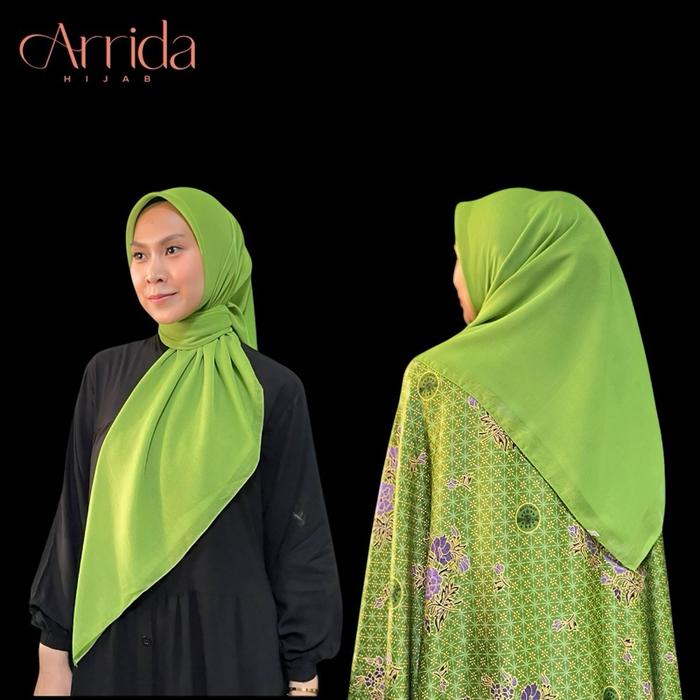 Segiempat Paris Hijau Cerah 110x110 / kerudung Hijau Muslimat / jilbab muslimat hijau muda / Hijab H