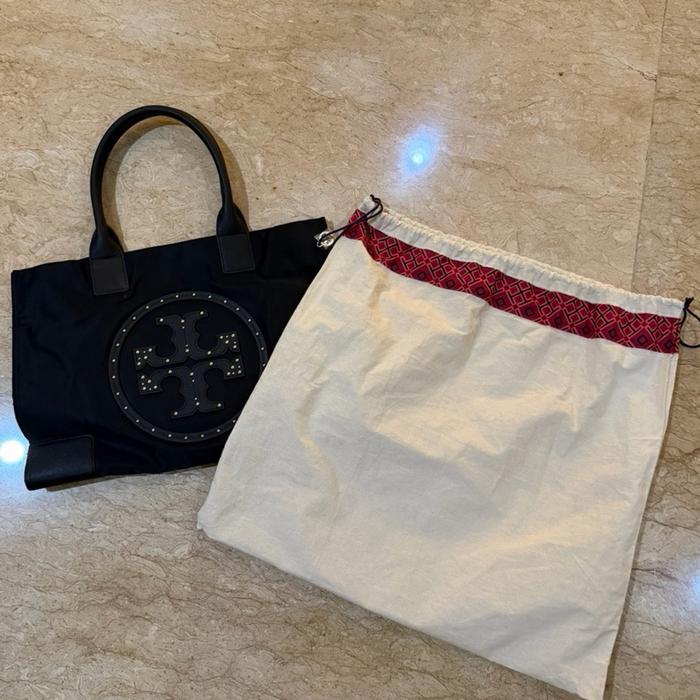 Tas Ella Tote Bag Canvas Nylon Size Large Navy Preloved