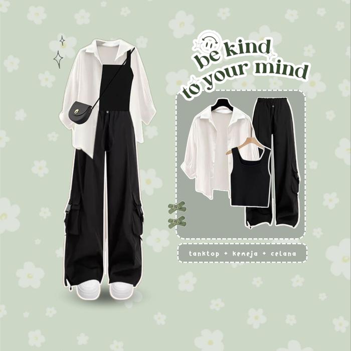 Dreamy - AA307 Setelan Wanita Murah Kekinian OOTD Outfit Remaja Terbaru Terhits Paket Lengkap 3in1 B