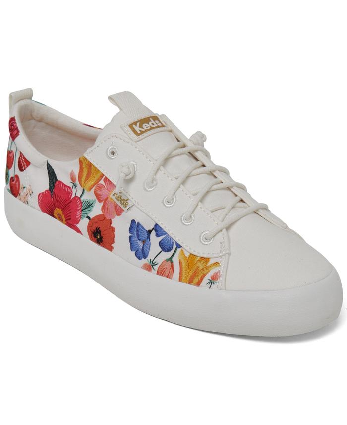 (NEW) Keds Women's x Rifle Paper Co Kickback Canvas Casual Sneakers from Finish Line - White size 37