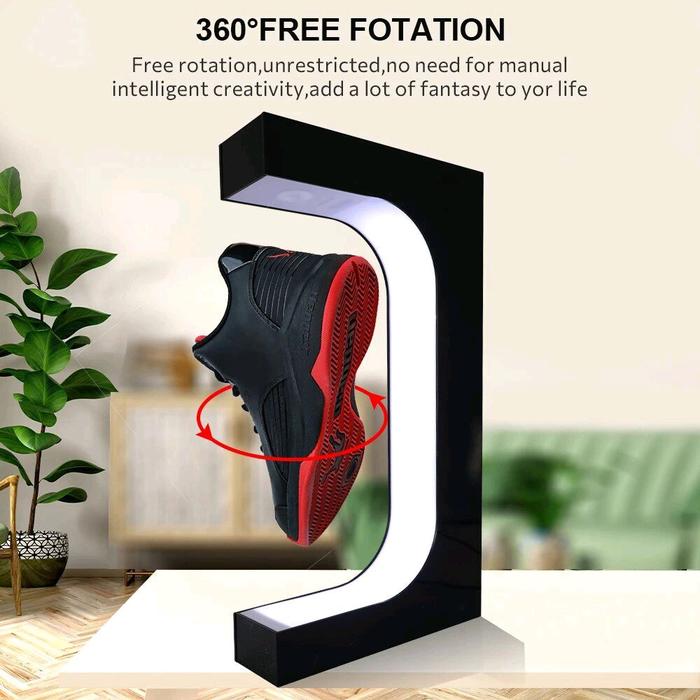 ZI Stand Display Sepatu Levitating Magnetik Dudukan Sepatu Mengambang 360 Derajat Putar Lampu LED Hi