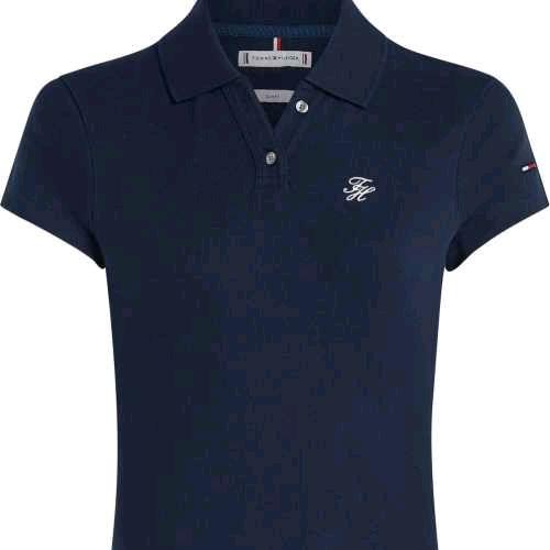 Tommy Hilfiger Women's THRWW48271C1 Slim cut multicolor polo shirt with script logo Kaos Polo Wanita