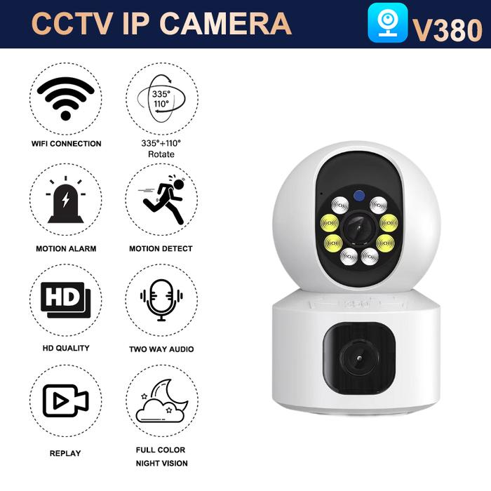 V380 Pro Ip Camera 8Mp Wifi Ip Camera 355°Rotation Two-Way Voice Dual Screen Surveillance Cameras