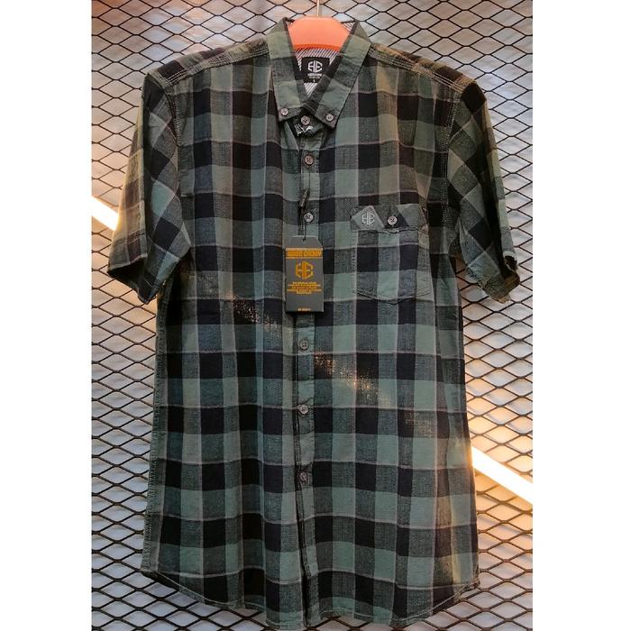 Kemeja Lengan Pendek Pria Hawk Enemy Kotak Kotak Katun Baju Distro
