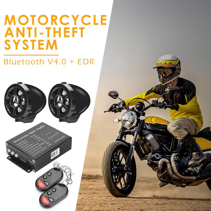 Remote Motorcycle MP3 FM Radio Bluetooth-compatible Speaker Alarm