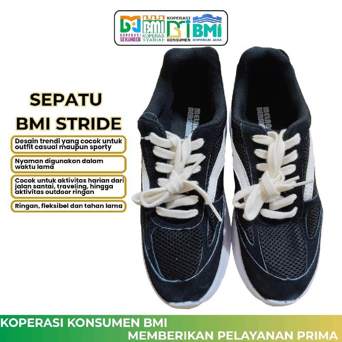SEPATU/ BMI/ STRIDE/ HITAM/ SEPATU BMI STRIDE