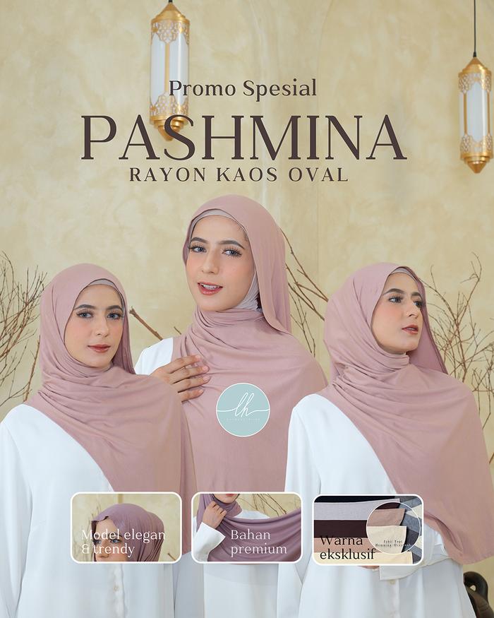 Pashmina Oval Kaos Rayon Cool Tech 180*75 Jahit OverDeck Lebih Membentuk