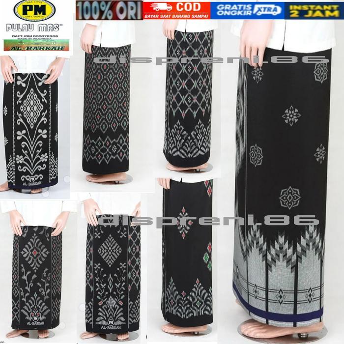 sarung pria polos hitam al barkah pulau mas jumbo original