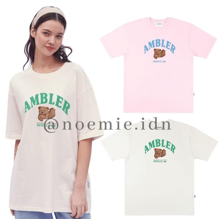 AMBLER unisex slidding bear overfit tshirt AS907 - Ivory, M