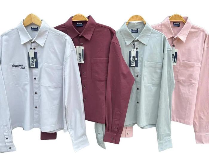 MICHIKO - Happiness Inside Cotton Ladora Kemeja Lengan Panjang Boxy Oversized