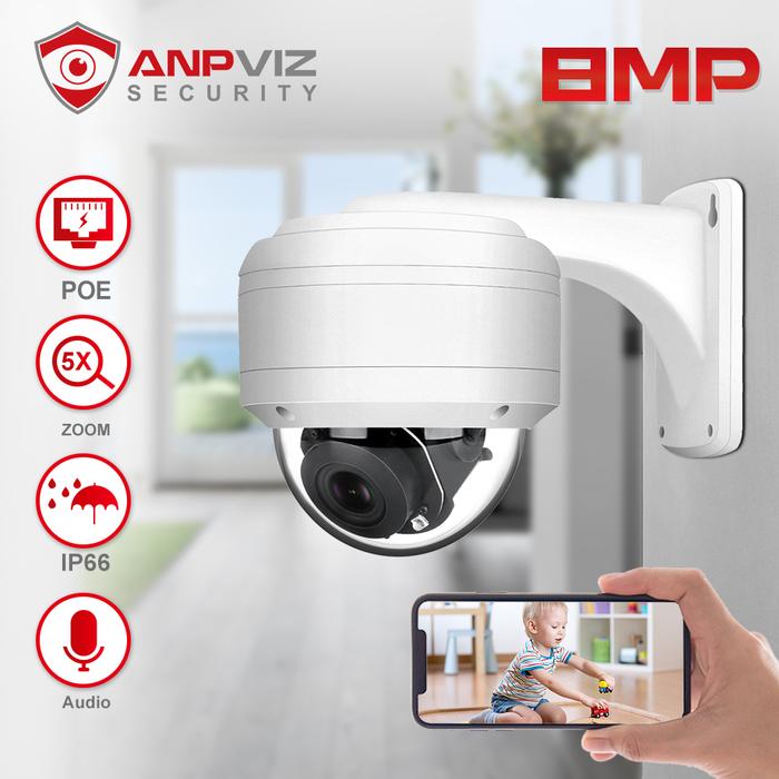 Anpviz 4k 8MP POE IP PTZ Camera Outdoor Security 5X Zoom Hikvision