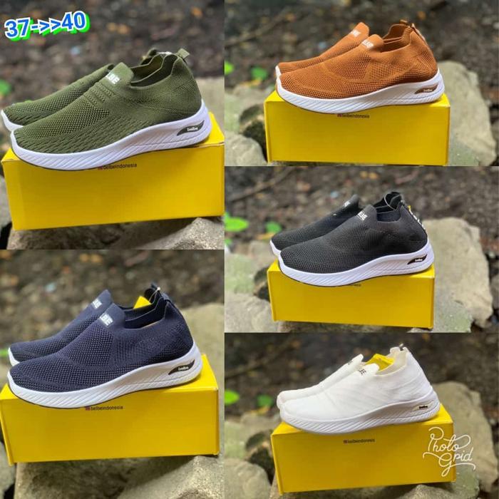 Sepatu Belbe Slip on Wanita Impor terbaru promo termurah free kaos kaki Shoes Putih