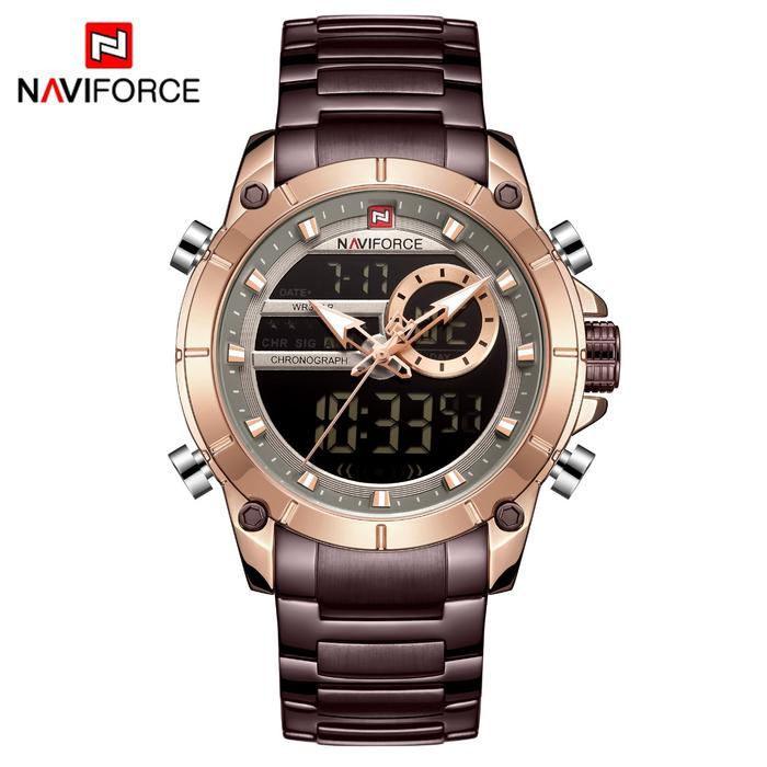 Box Exclusive Jam Tangan Naviforce 2Timer New NF-9163M HA-197UON / Jam Tangan Fashion Pria Tali Rant