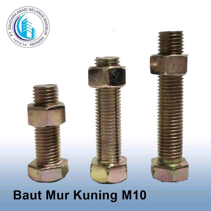 Baut Mur Kuning/Baut plat nomor / baut mur kuning plat nomor M6 M8 M10 / baut lat nomor / Baut kunin