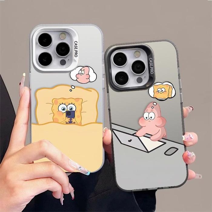 Case Hp Iphone 11 Pro Max Xs Xr 12 13 14 15 Plus Pasangan Animasi Kartun Spongebob Squarepants Patri