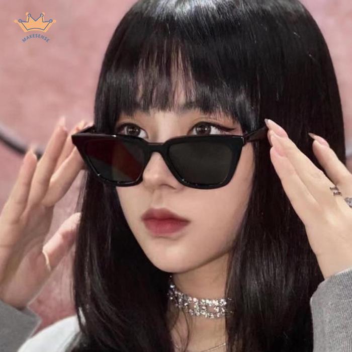 [COD❤]Kacamata Hitam Wanita Fashion Korea Kaca Mata UV400 Gaya Retro Kacamata Persegi MK