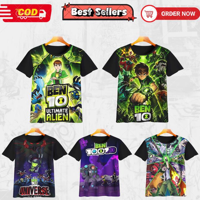 Kaos Anak Laki Laki Ben10 Film Superhero Kartun Animasi Lucu Keren T Shirt 3D Print Sublim Bisa Cust