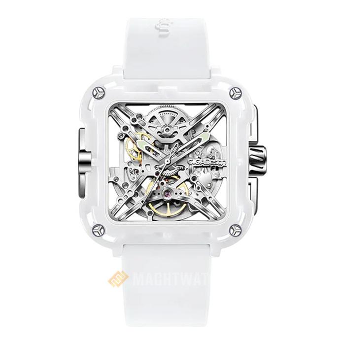 Jam Tangan Pria Ciga Design X012-WS02-W5WH X-Series Ceramic Mechanical Skeleton Wristwatch White Rub