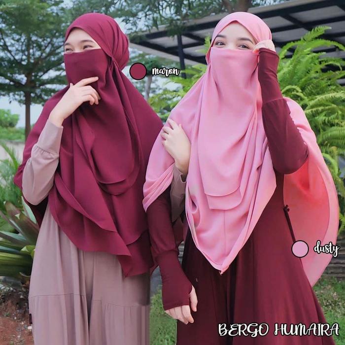 Bergo Syari Humaira Set Jilbab Cadar Tali Dua LAyer / Khimar Syari Cadar / Jilbab Cadar / Kerudung S