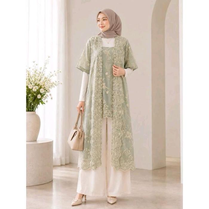 Tunik Outer Brokat Lace /Tunik Brokat Outer Panjang