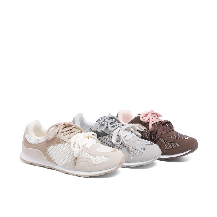 Pvn Yoochan Sepatu Sneakers Wanita Sport Shoes Grey Cream Choco 368