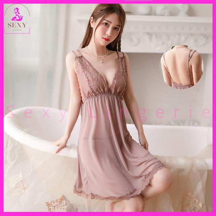 Lingerie Sexy Transparant Hot All Size Seksi Pengantin Kelly Sifon Lace Sleepwear Baby Doll SL-87